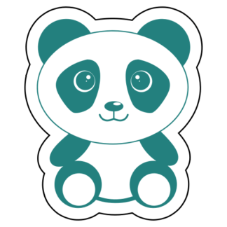 Cute Begging Panda Sticker (Turquoise)